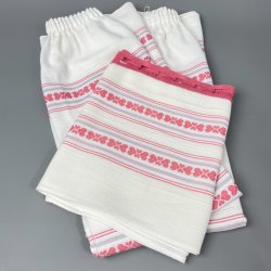 Retro-Kchengardinen-Set in Creme und Rosa  drei Teile