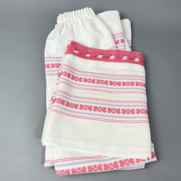 Retro-Kchengardinen-Set in Creme und Rosa  drei Teile