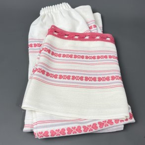 Retro-Kchengardinen-Set in Creme und Rosa  drei Teile