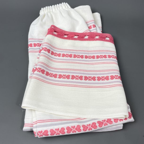 Retro-Kchengardinen-Set in Creme und Rosa  drei Teile