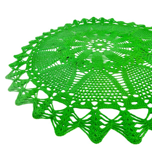 Groe grne Retro-Hkeldecke aus Baumwolle