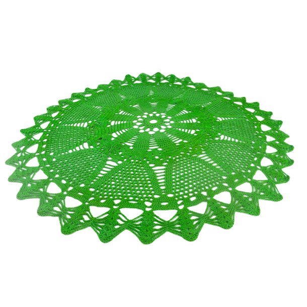 Groe grne Retro-Hkeldecke aus Baumwolle