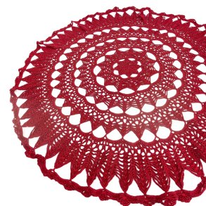 Groe rote Retro-Hkeldecke 