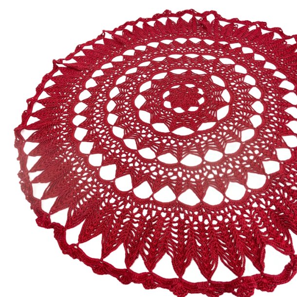 Groe rote Retro-Hkeldecke 