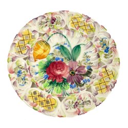 Farverig italiensk fajance tallerken