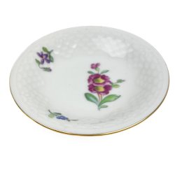 Hvid vintage tapassk�l Saksisk Blomst