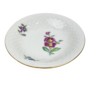 Hvid vintage tapassk�l Saksisk Blomst