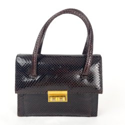Lille vintage taske i slangepr�get skind