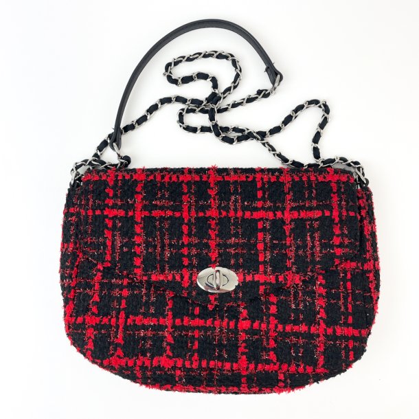 Rd og sort vintage taske