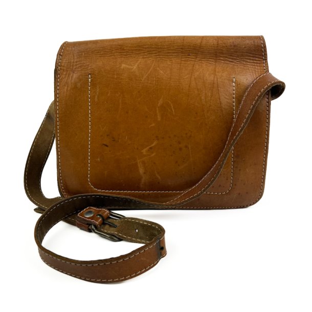 Cognacfarvet vintage l�dertaske