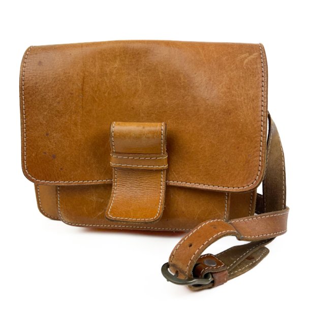 Cognacfarvet vintage l�dertaske