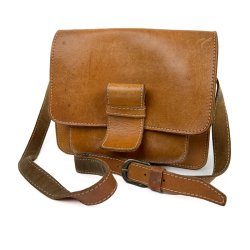 Cognacfarvet vintage l�dertaske