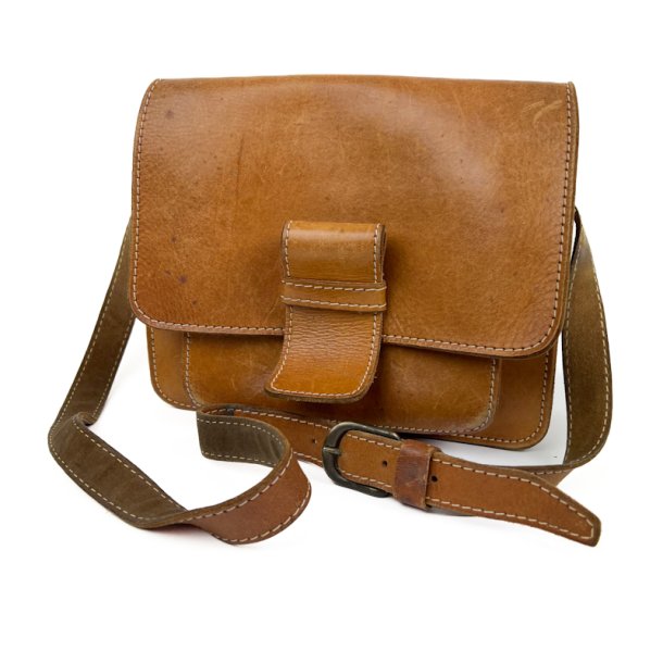 Cognacfarvet vintage l�dertaske