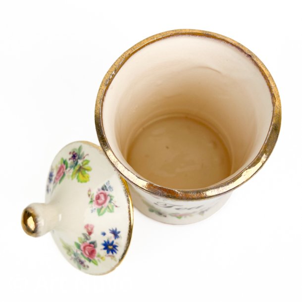 Blomstret engelsk fajance Tea krukke