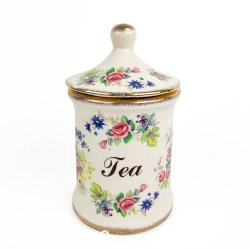 Blomstret engelsk fajance Tea krukke