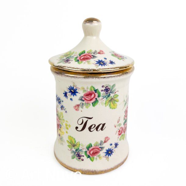 Blomstret engelsk fajance Tea krukke