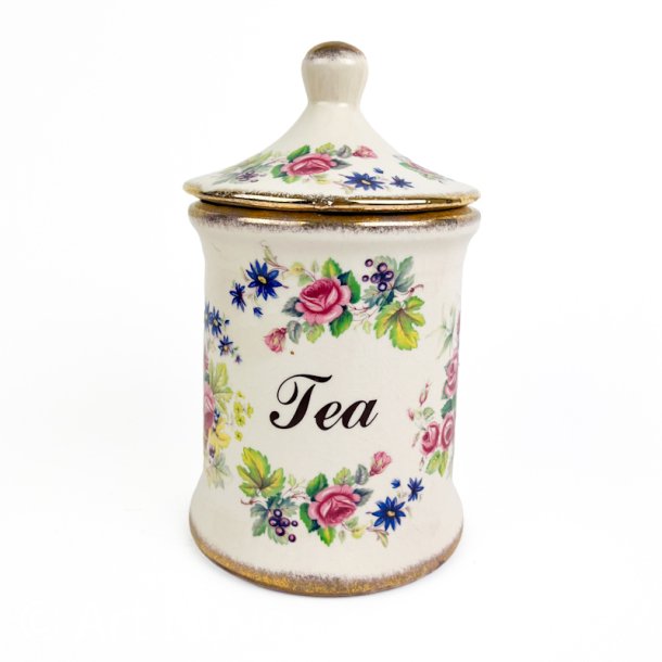 Blomstret engelsk fajance Tea krukke