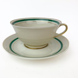 Vintage tekop med grn og guld