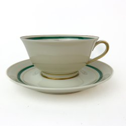 Vintage tekop med grn og guld