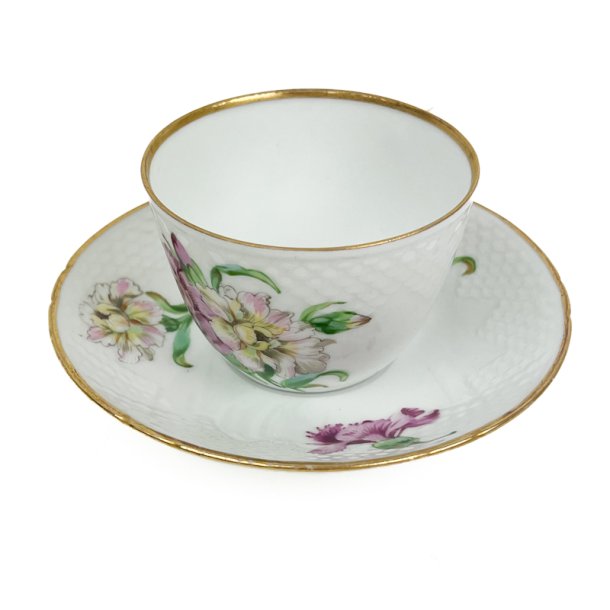 Hvid vintage tekop Saksisk Blomst