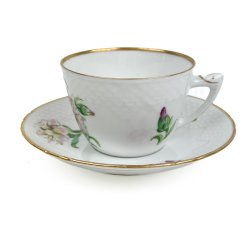 Hvid vintage tekop Saksisk Blomst