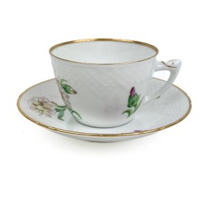 Hvid vintage tekop Saksisk Blomst