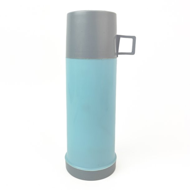 Blaue Retro-Thermosflasche mit Becher