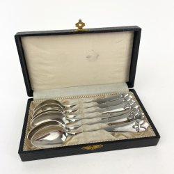 Sechs Teelffel mit franzsischer Lilie  versilbert