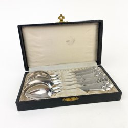 Sechs Teelffel mit franzsischer Lilie  versilbert