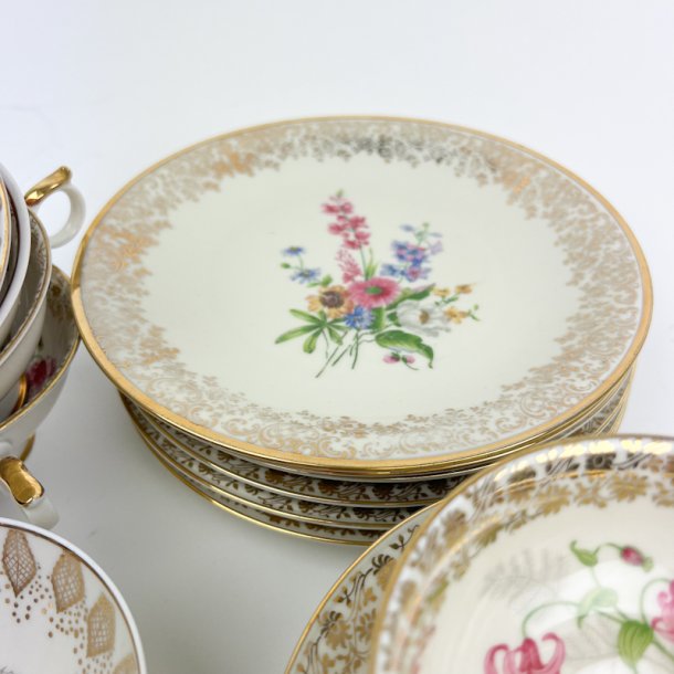 Seks pers vintage porcel�n stel