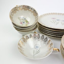 Seks pers vintage porcel�n stel