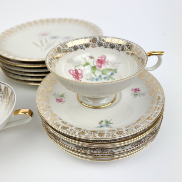 Seks pers vintage porcel�n stel