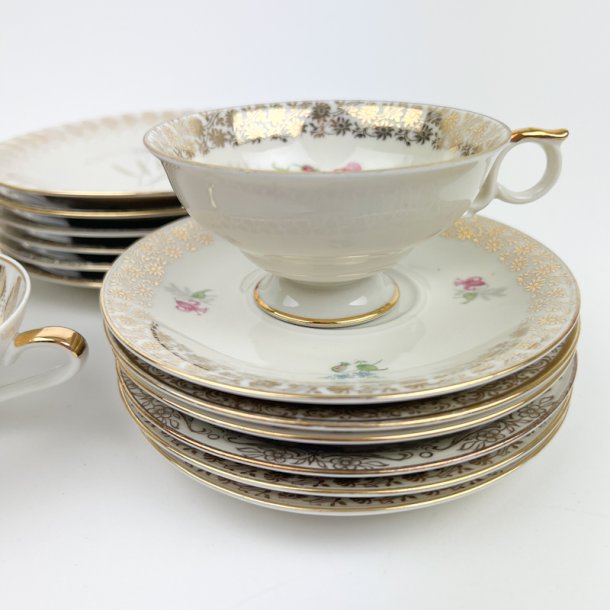 Seks pers vintage porcel�n stel