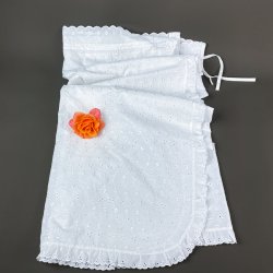 Hvid himmel til babyvugge i broderi anglaise