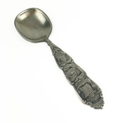 Vintage tin ske med motiv