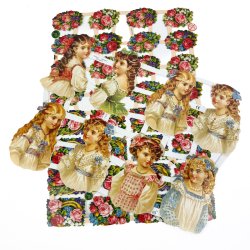 To ark glansbilleder med blomster