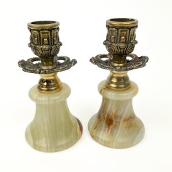 To vintage lysestager i onyx