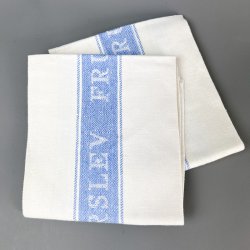 To store hvide og bl� vintage viskestykker 