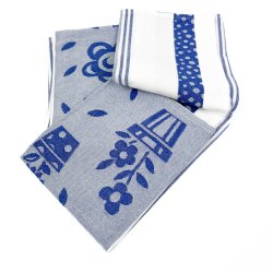 To bl� vintage viskestykker bomuld