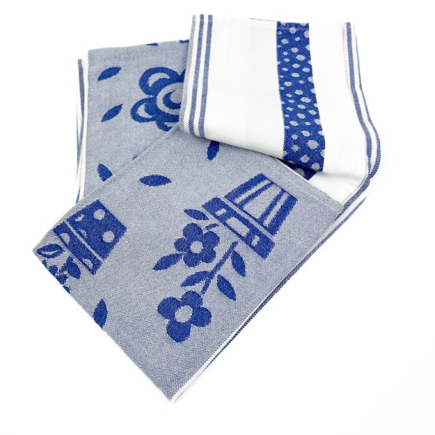 To bl� vintage viskestykker bomuld