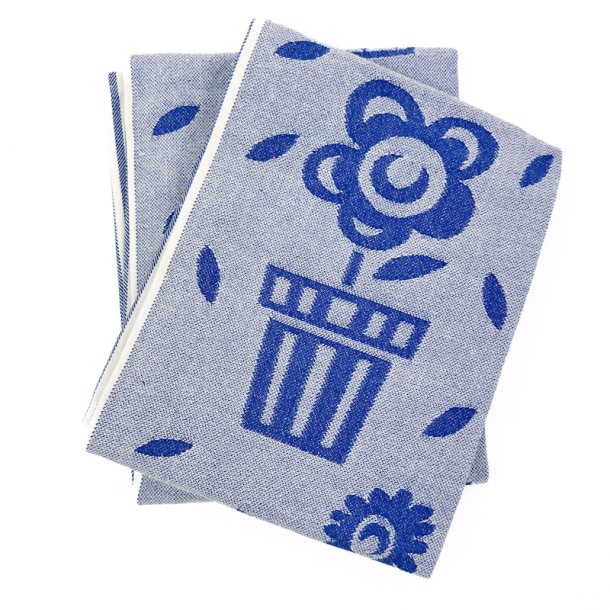 To bl� vintage viskestykker bomuld