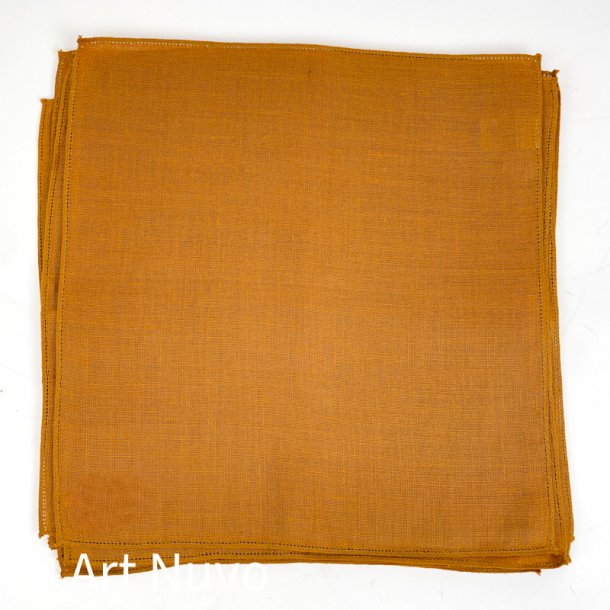 Tolv cognacfarvede vintage h�rservietter