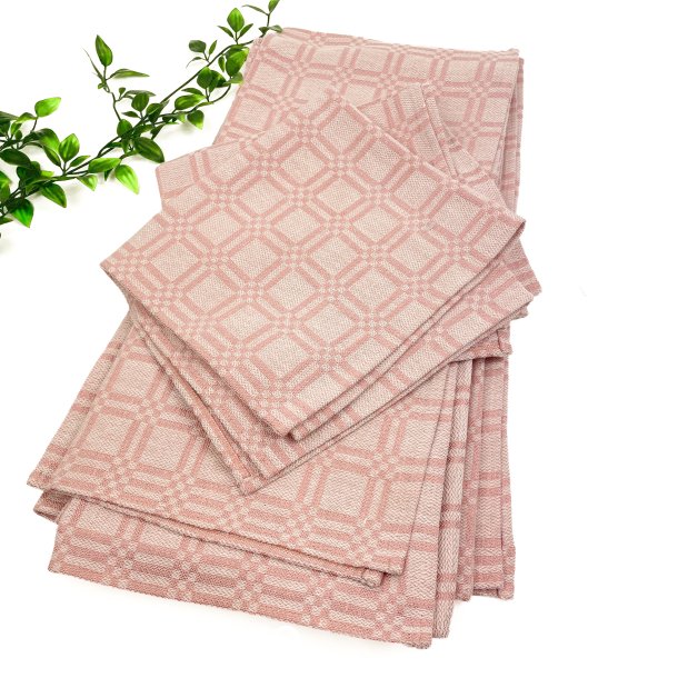 Tolv rosaternede vintage mundservietter