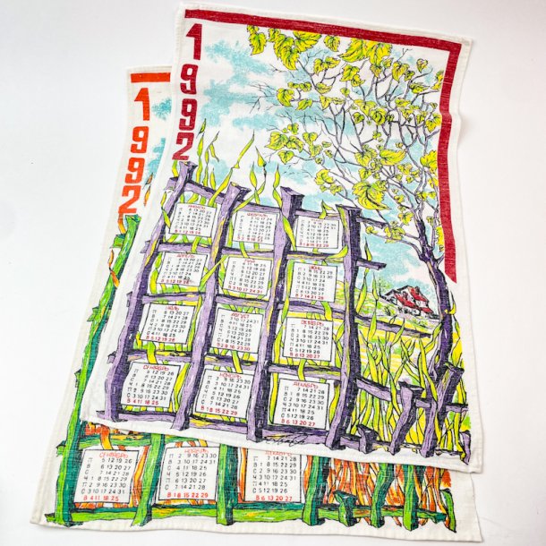 Farverige retro viskestykker  2 stk