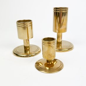Tre gyldne retro messing lysestager