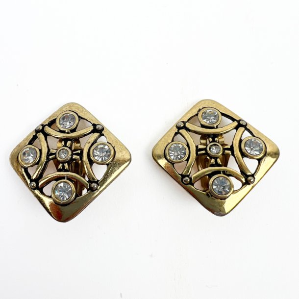 Vintage �reclips med klare sten