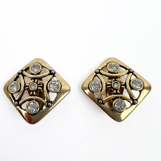 Vintage �reclips med klare sten