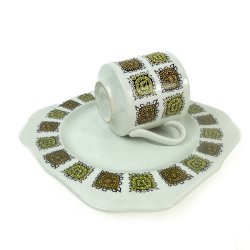 Vintage morgenmadstallerken med kop