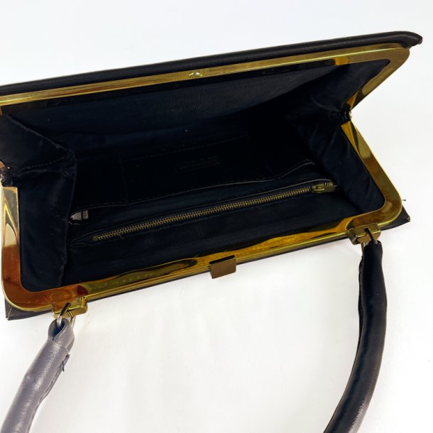 Sort vintage l�der h�ndtaske