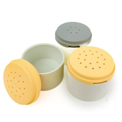 Drei Retro Tupperware Streudosen